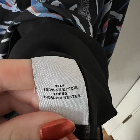 Tanya Taylor Oral Blue Floral Silk One Shoulder Blouse - Picture 7 of 8